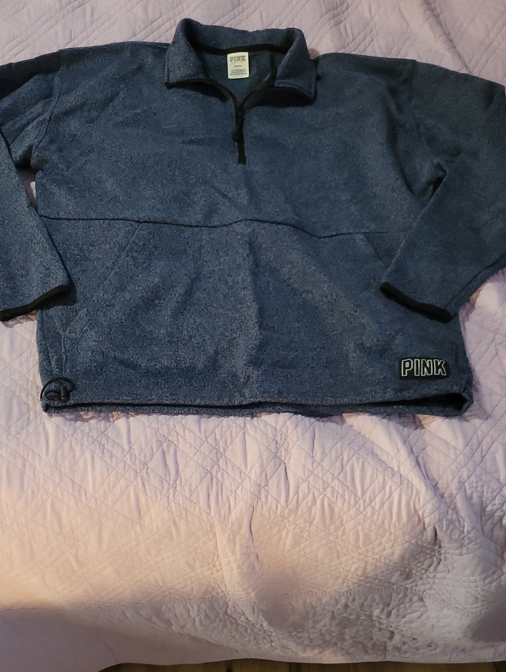 PINK Victoria's Secret Navy Blue Quarter-Zip Fleece Pullover
